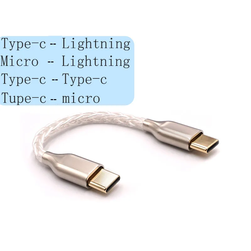 

BMAD8-core 5N sterling silver Audio Cable Type-c to typec to Lightning to Micro USB-A USB-B For HiFi Headphone OTG adapter T0228