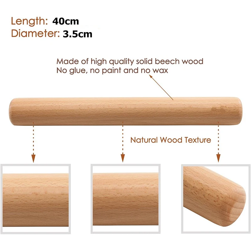 HOFMEISTER® - Mattarello per teglia da forno, angolo, 17 cm, in legno di faggio, prodotto naturale UE