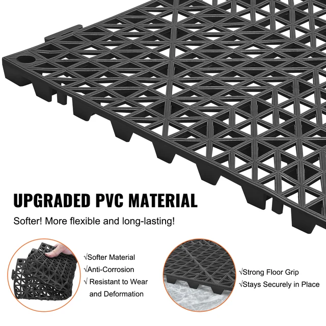 SucceBuy Interlocking Tile 12/50/55PCS 12"x12" Splicing Soft PVC Drainage Floor Tiles Non-Slip Drainage Holes