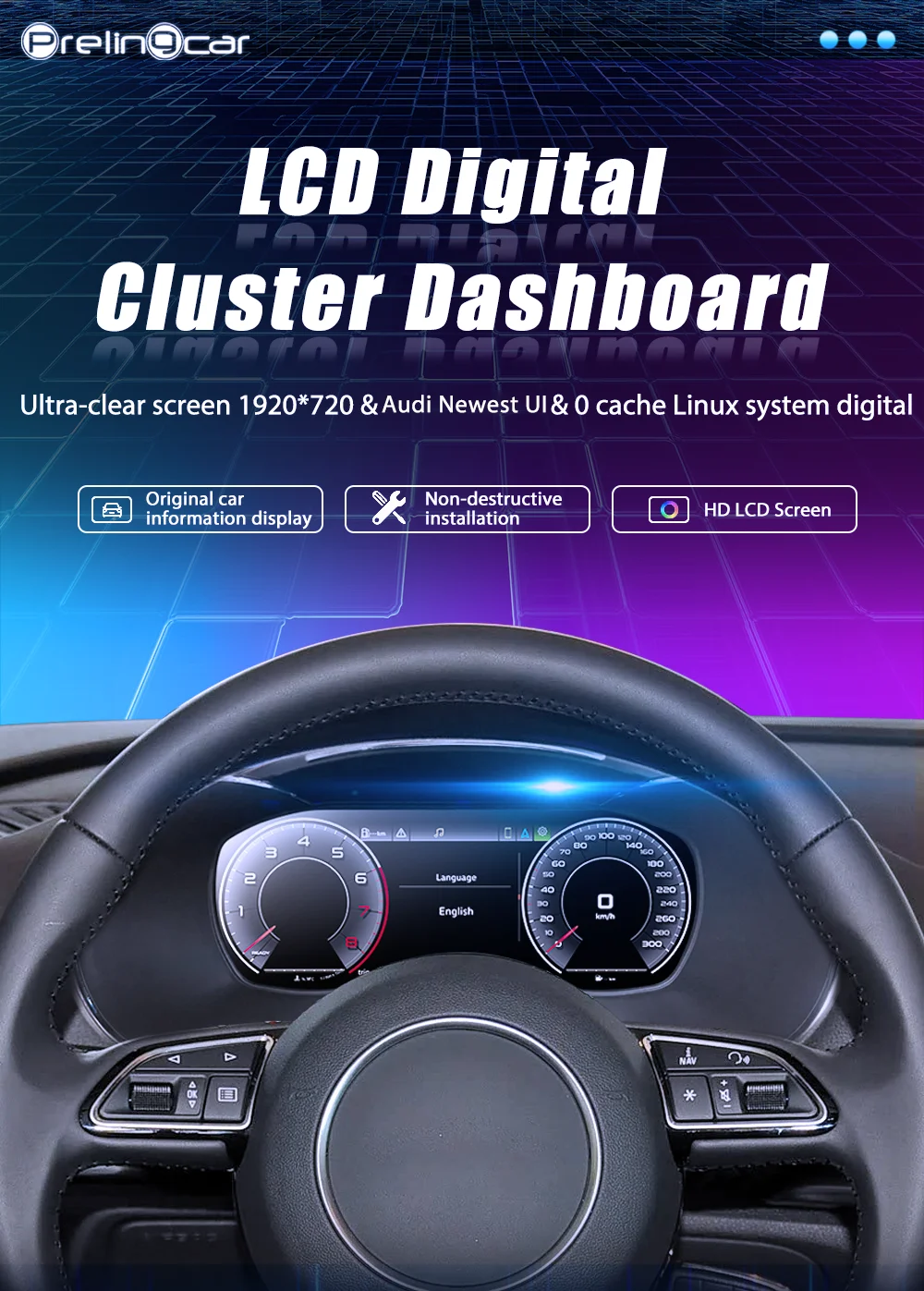 12,3 '' Prelingcar Digital Cluster Dashboard Für Audi Q3 2011-2018 Jahre Auto LCD Panel Tachometer Virtuelles Cockpit – Detail 2