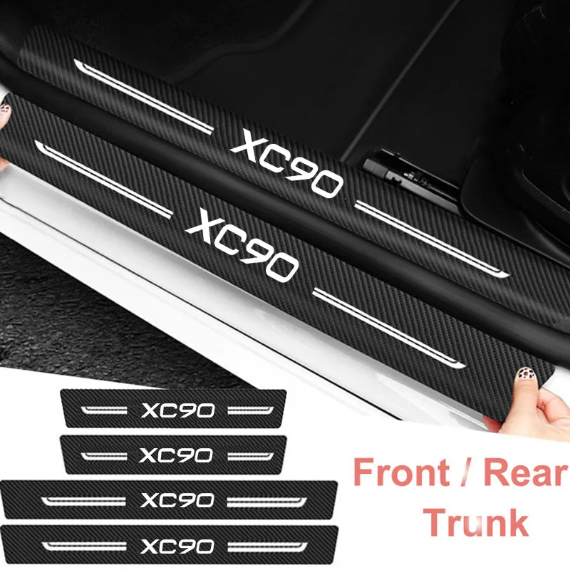 

Наклейки на автомобильные двери из углеродного волокна для Volvo XC90, логотип передней лампы, Противоударная пленка, защитная лента для багажника