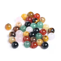 50pcs/Lot Natural Stone Big Hole Beads High Quality Amethyst Agate Jade Round Bead For For Jewelry Making Diy Bracelet Accessory 2