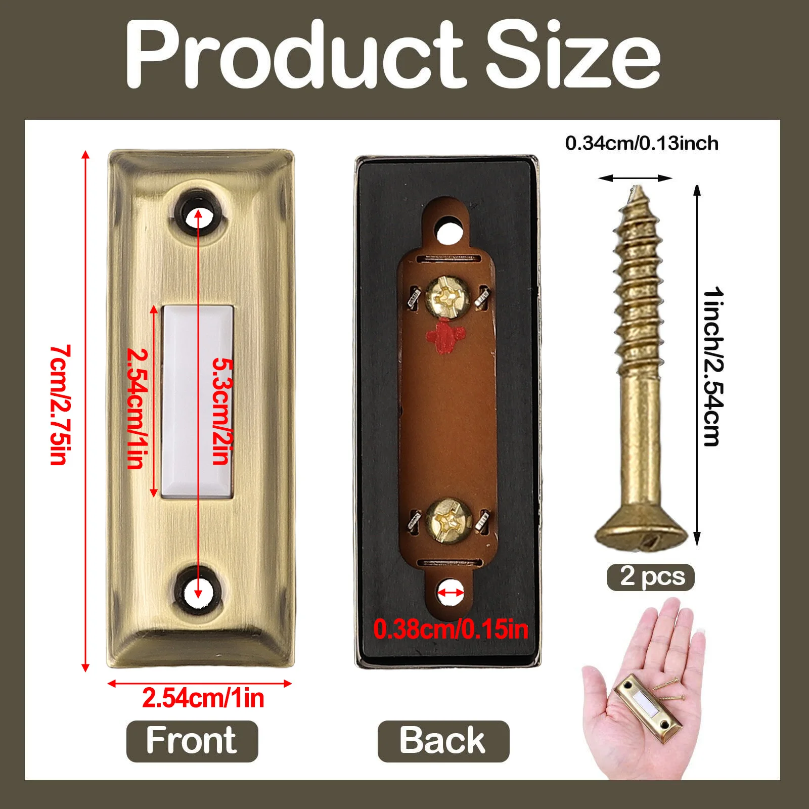 Button Doorbell Button Retro Sturdy Switch Versatile Wall Mounted Brass Doorbell Push Metal Door Bell New