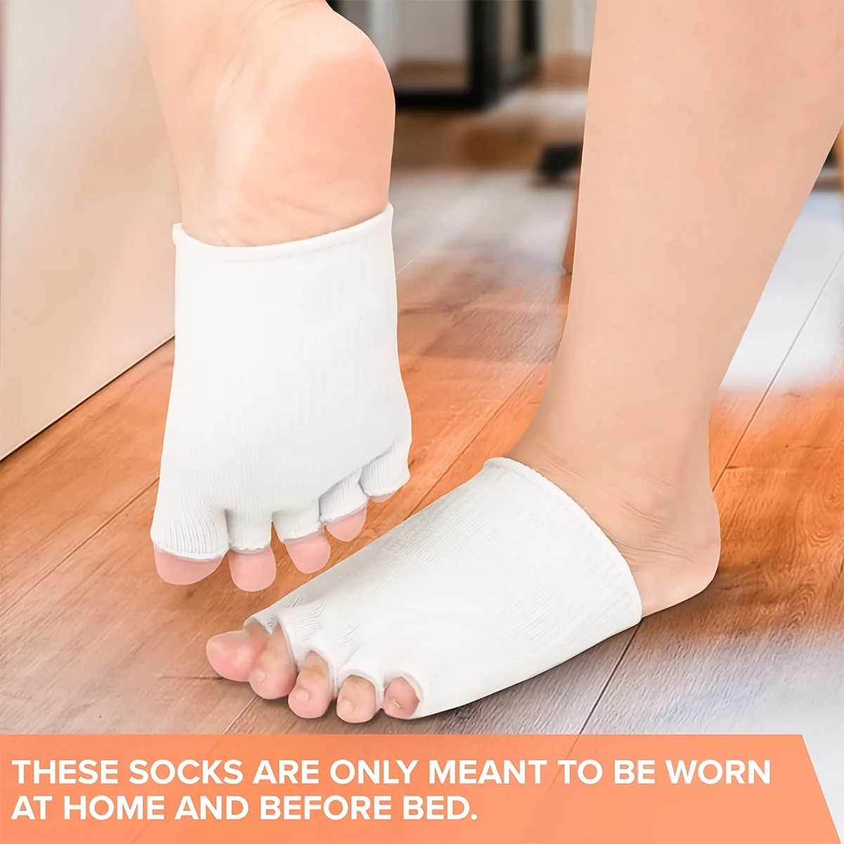 Utilisation chaussette séparatrice d'orteils