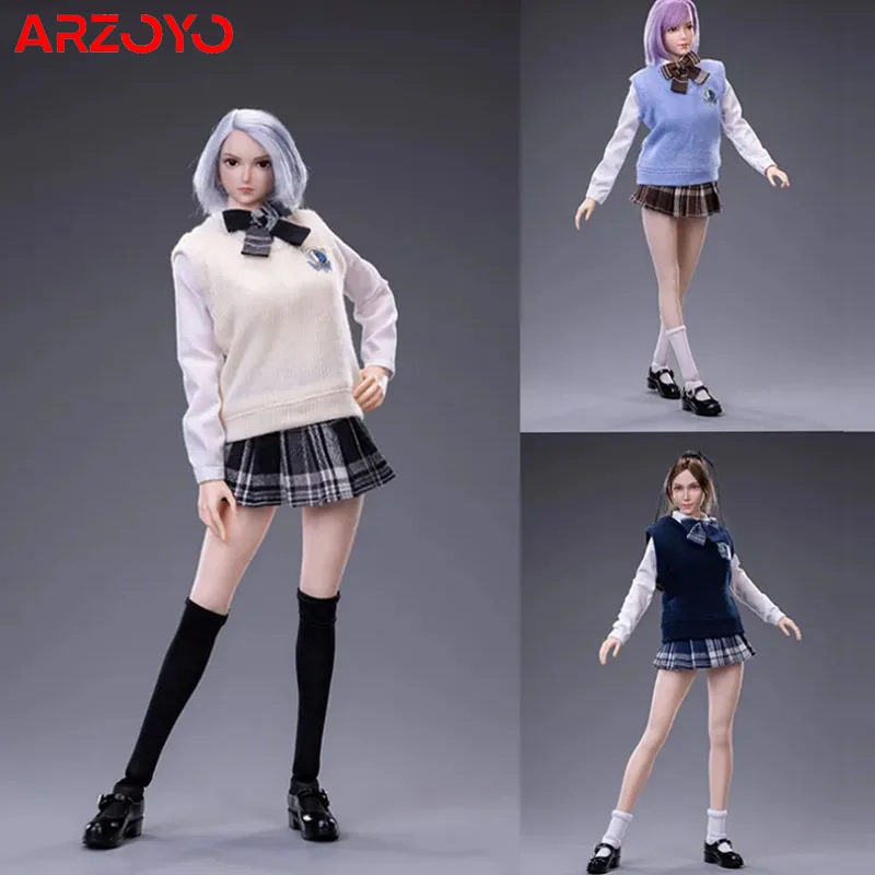 

Cdtoys Cd030 1/6 Female Soldier Cute School Girl Knitted Vest Shirt JK Pleated Skirt Suit Model for 12 Inches Action Figure Body