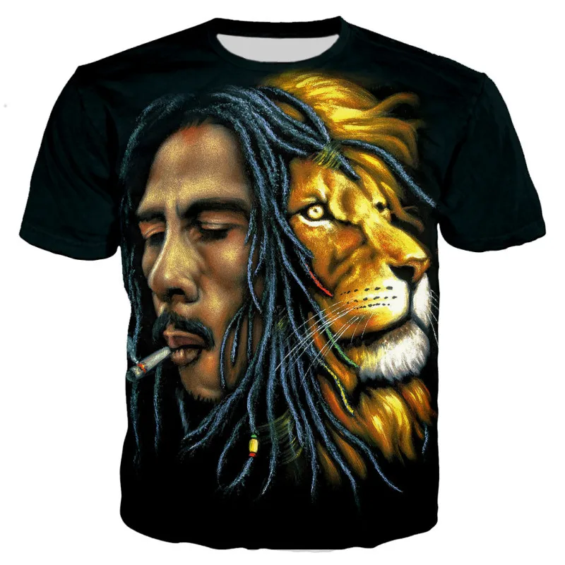 

Hot Sale Rapper Bob Marley T Shirt Men Women New Fashion Cool 3D Printed Casual Harajuku Style Short Sleeve Streetwear Tops