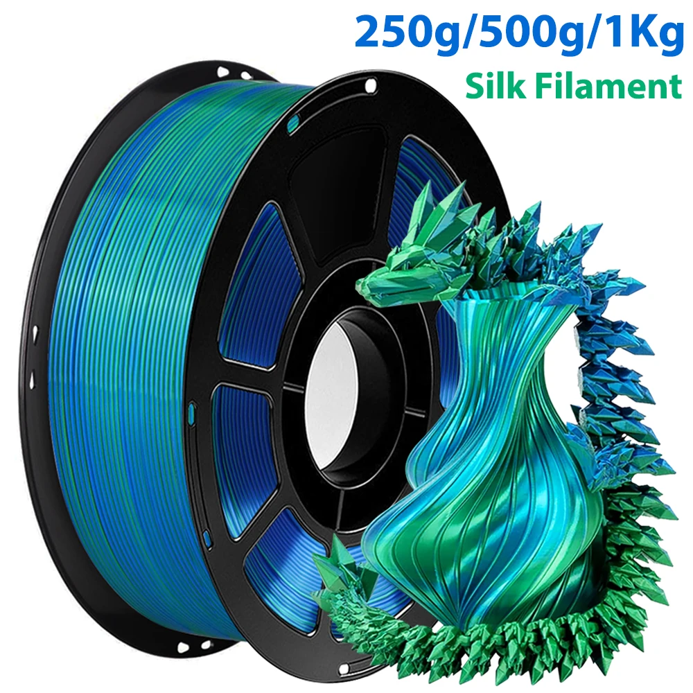 250g 500g 1Kg 투톤 실크 PLA 블루 그린 3D 프린터 필라멘트 1.75mm 듀얼 컬러 실크 블루 그린 PLA 3D 프린팅 재료