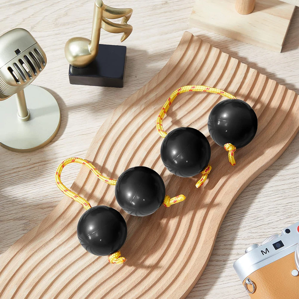 2 Pair Kashaka Shaker Instrument Double Gourds Hand Shaker Balls Comfortable To Hold Musical Fingertip Ball For Weddings Parties