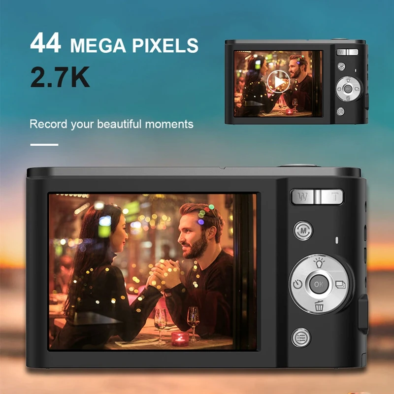 

Камера видеонаблюдения 2,7 K HD 44MP с 16-кратным цифровым зумом, компактная Карманная камера с заполняющим светом, подходит для подростков и детей