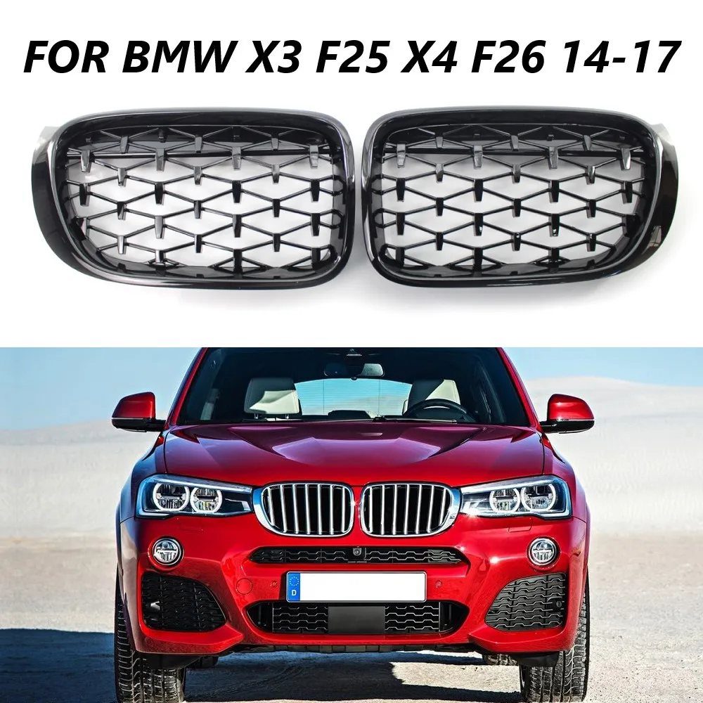 

Gloss Black Diamond Kidney Grilles Meteor Style Front Bumper For BMW F26 X4 F25 LCI X3 Facelift 2014-2018 Car Style Accessories