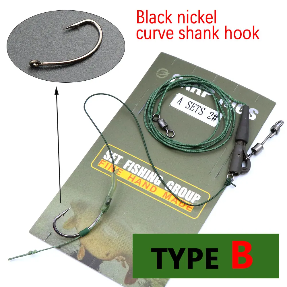 Carp Fishing Accessory Ready Tied Hair Rig Coated Leadcore Leader Hooklink Sharp Carp Hook For Method Feeder Boilie Fish Tackle