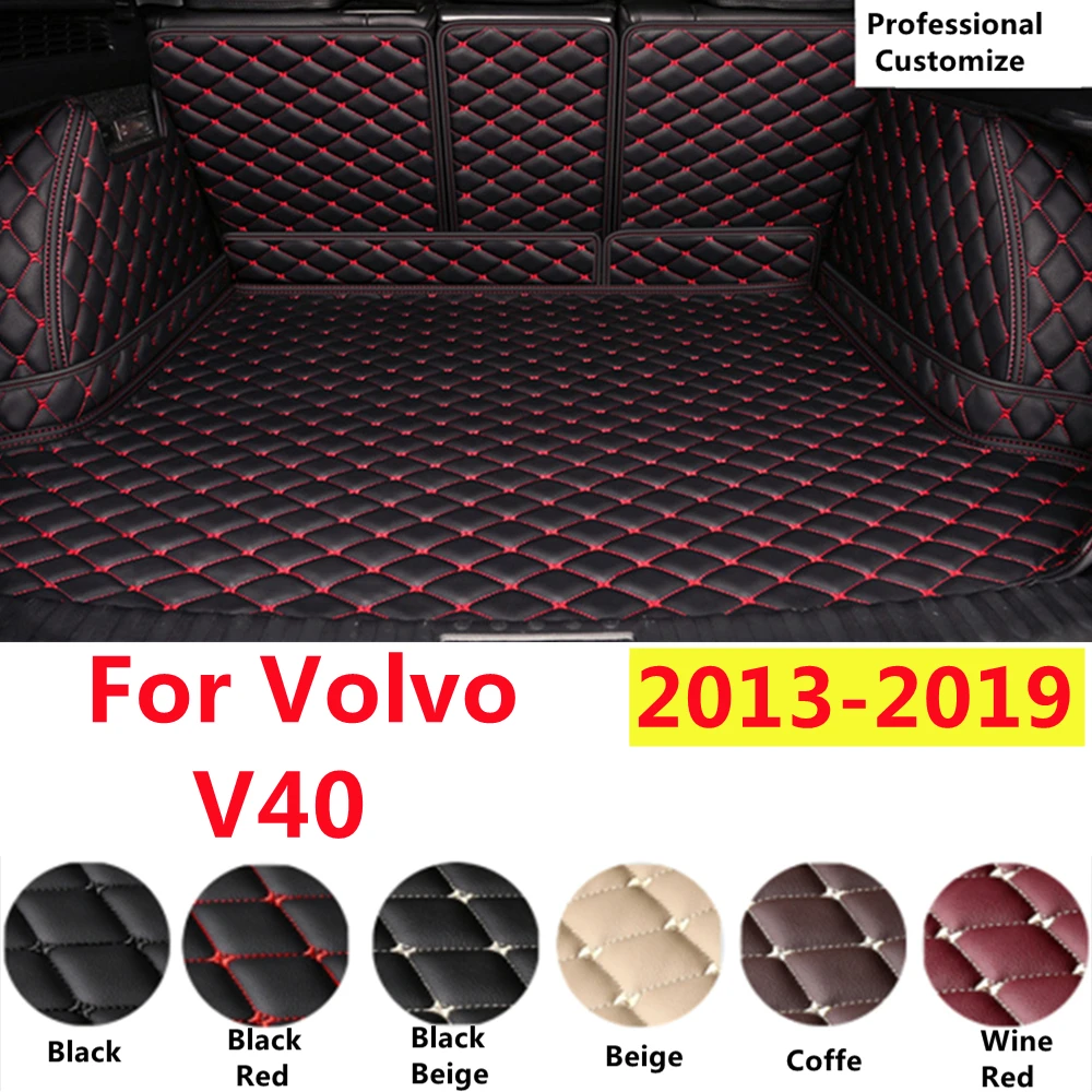 

SJ Full Set Custom Fit For VOLVO V40 2013-2019 XPE Leather Waterproof Car Trunk Mat Tail Boot Tray Liner Cargo Rear Pad Cover