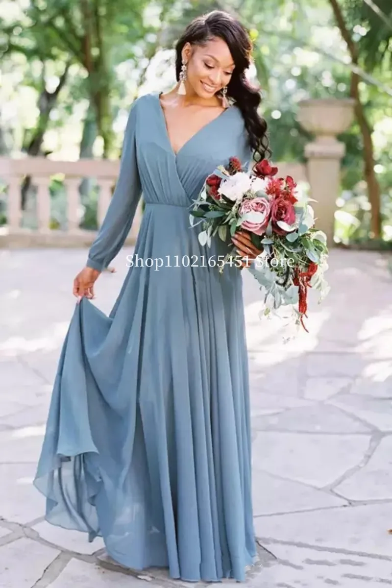 Blue Bohemian Bridesmaid Dresses