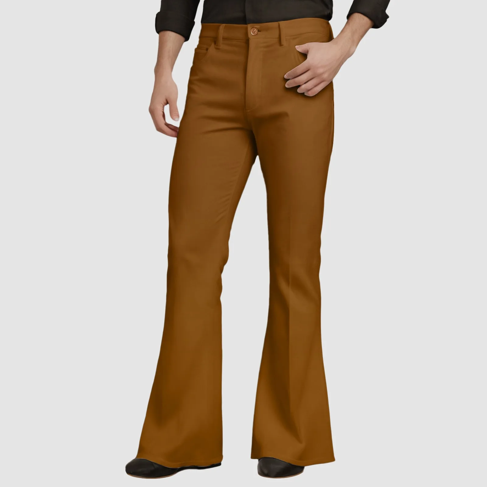 Mens Slim Fit Suit Pants Soild Casual Bell Bottom Trousers Pockets Outdoor Trend Long Pants For Man Autumn Winter Ropa Hombre 5