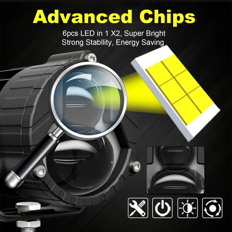 Chelhead Fog Lights, 2PCS Amber 25W LED Headlight Kenya