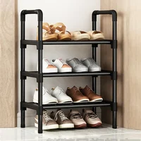 Black Elevated Shoe Rack Small  Simple Multi-layer Shoe Cabinet Home Entrance Rental Housing Dormitory Storage Rack New 2023 2