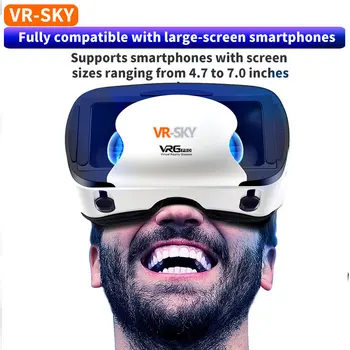 VR-SKY Blu-Ray Virtual Reality VR Glasses IMAX 4K 3D Glasses Google Box VR Headset Helmet for 4.7-7" Phone,Support Game Joystick 2