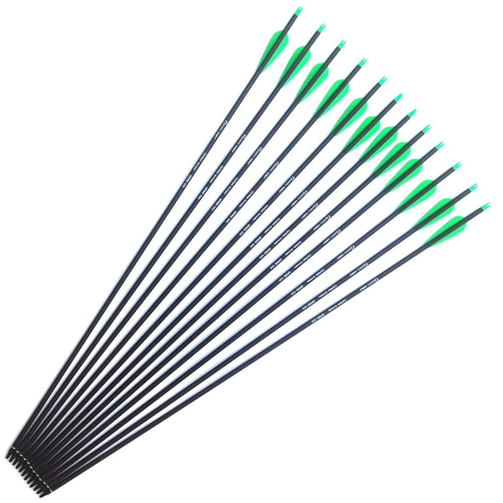 28/30/31 Inches Carbon Arrows Spine 500 OD 7.6mm Replaceable Tips for Compound Recurv Bow Archery Hunting archery arrows