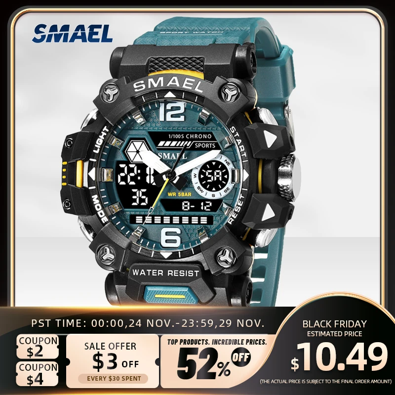 Smael Men Watches 50m Waterproof Sports Watch Military Man Sports Watch