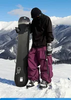 Men and Women's Oversized Ski Pants Waterproof Breathable Thermal Fleece Lining Snowboard Winter Overalls  Pants 1