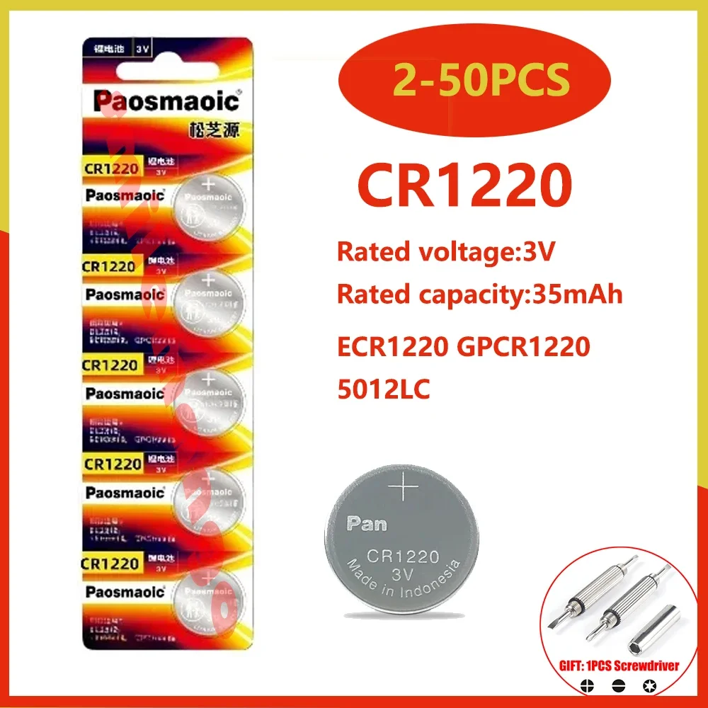 Batteria Al Litio Originale 2-50Pcs Cr1220 3V Ecr1220 Gpcr1220 5012Lc 1220 Per Cacciavite Per Orologio Con Telecomando Per Auto Specializzato