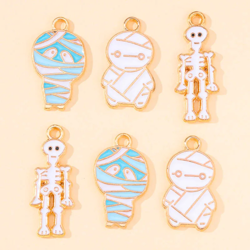 10 Stück mischen 45 Arten Cartoon Halloween Emaille Charms Kürbis Skelett Geist Fledermaus Katze Anhänger für DIY Schmuck machen Party Geschenke – Detail 15