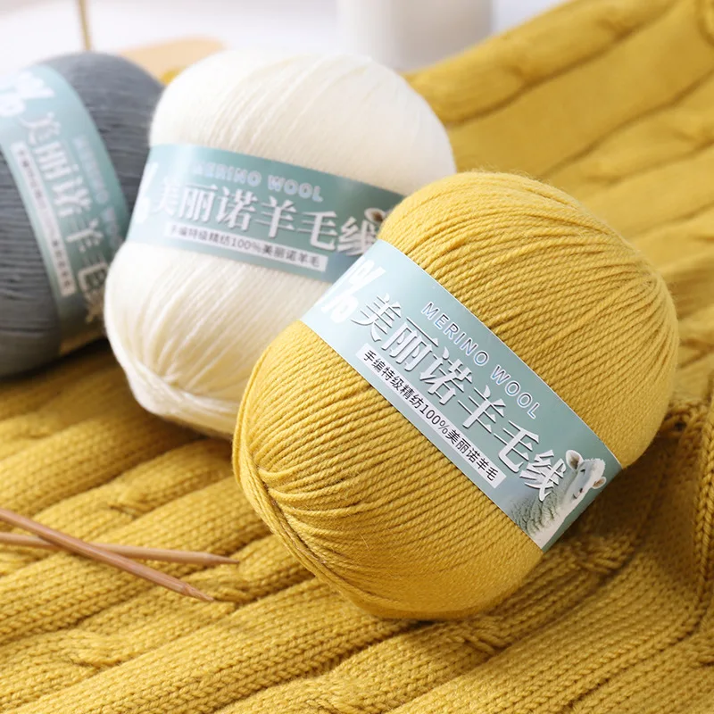 100g 메리노 울 실크 원사 뜨개질 및 코바늘질용 스카프, 모자, 스웨터, 숄, 가디건, 장갑용 부드러운 원사