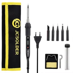 80W Digital Electric Soldering Iron with LCD Display and Adjustable Temperature - EU (Black)