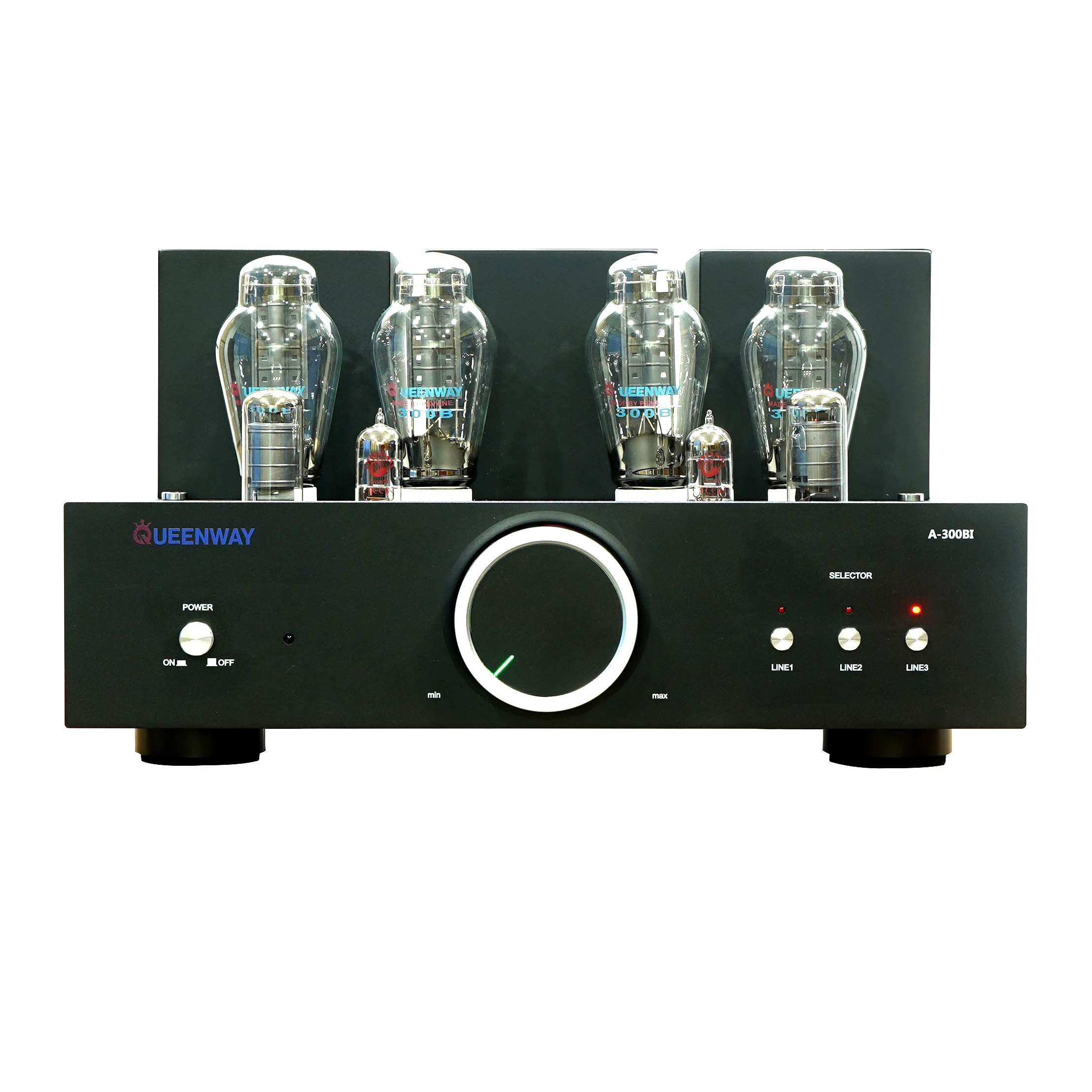 Queenway A-300BI Psvane 300B 4PCS Integrated Tube Vacuum Amp Class A 18W*2 with Remote & Cayin Line MagneticTube Amplifier