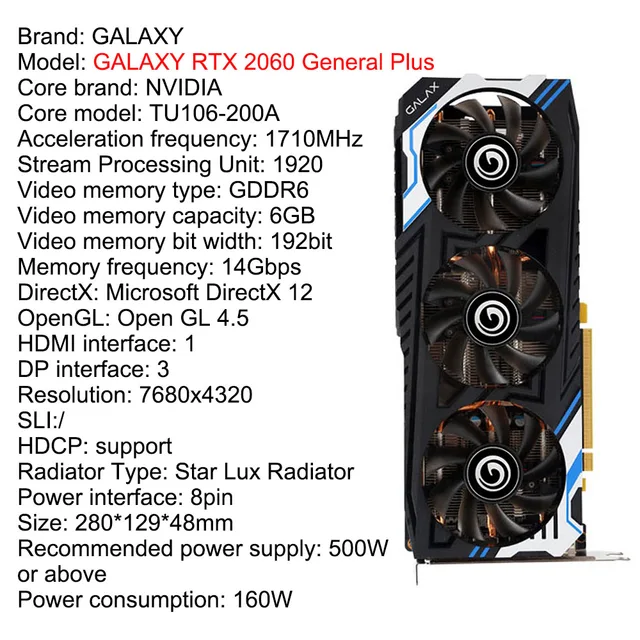 Syge person Takt Caroline Galaxy New Graphic Card Rtx 2060 Super 2060 Plus 6g 8g Gddr6 192bit 256bit  Video Cards Desktop Gpu Original Placa De Video - Graphics Cards -  AliExpress