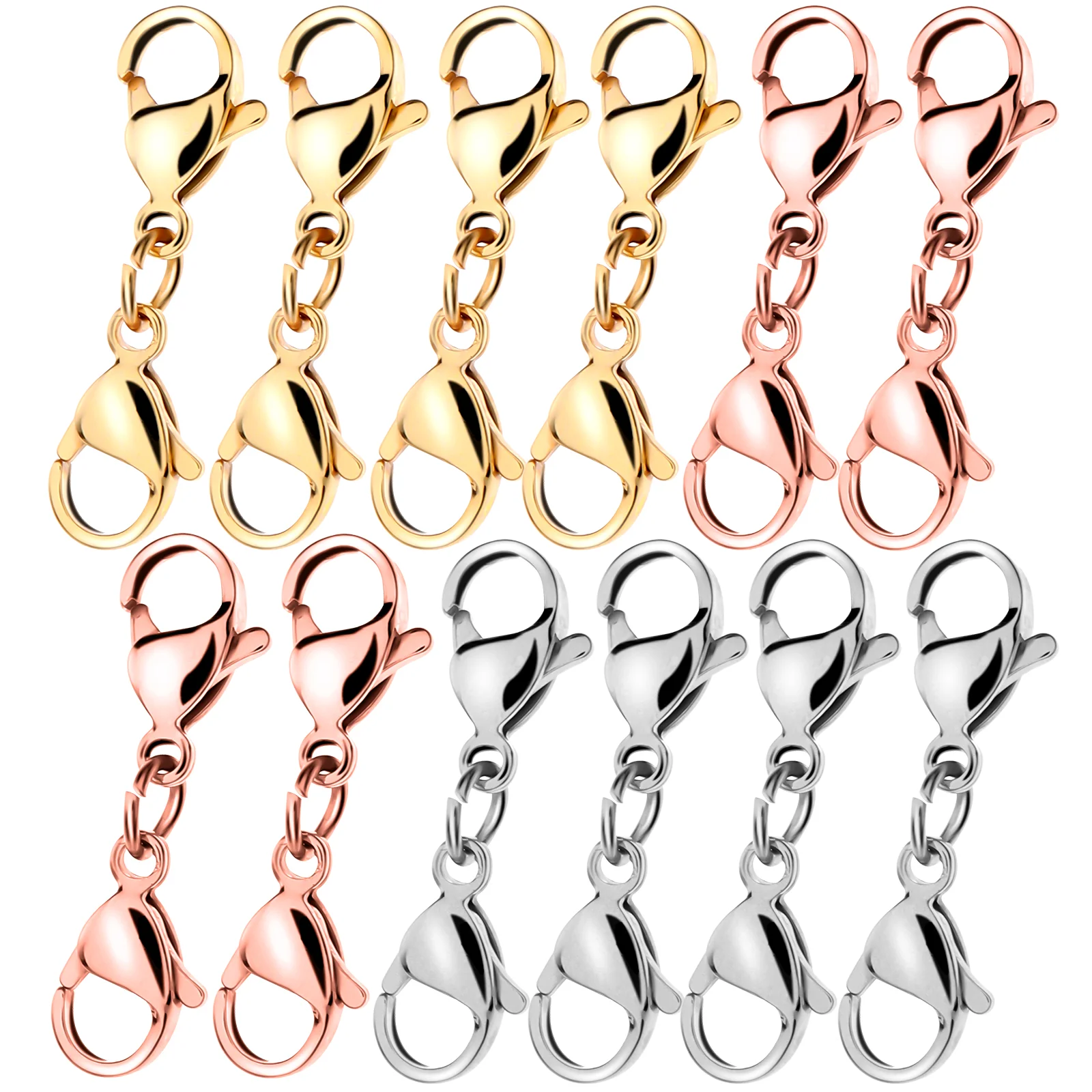 

12 Pcs Lobster Clasp Jewelry Connector Clasps Necklace Extender Bracelet for Making Metal Layering