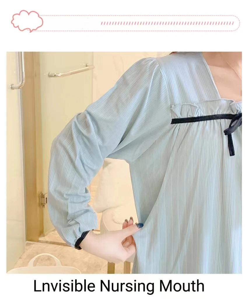 2-Piece Cotton Maternity Nursing Pajama Set for Spring Summer