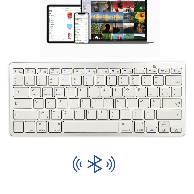 French Language Ultra Thin Light weight Low Noise BT wireless Keyboards for iPhoneiPadsmartphonelaptop
