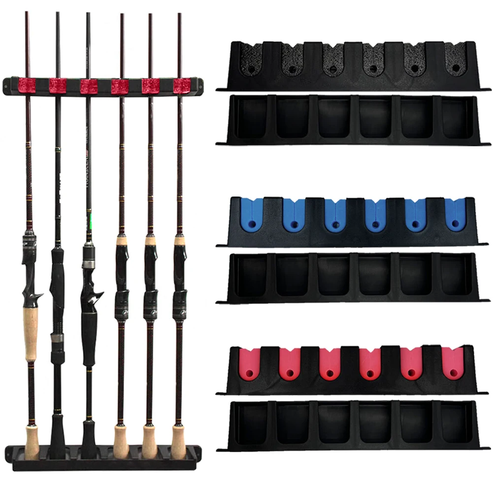 1PCS Fishing Rod Holders 6-Rod Rack Vertical Pole Holder Wall Mount Modular For Garage Fishing Pole Display Stand Fixed Frame