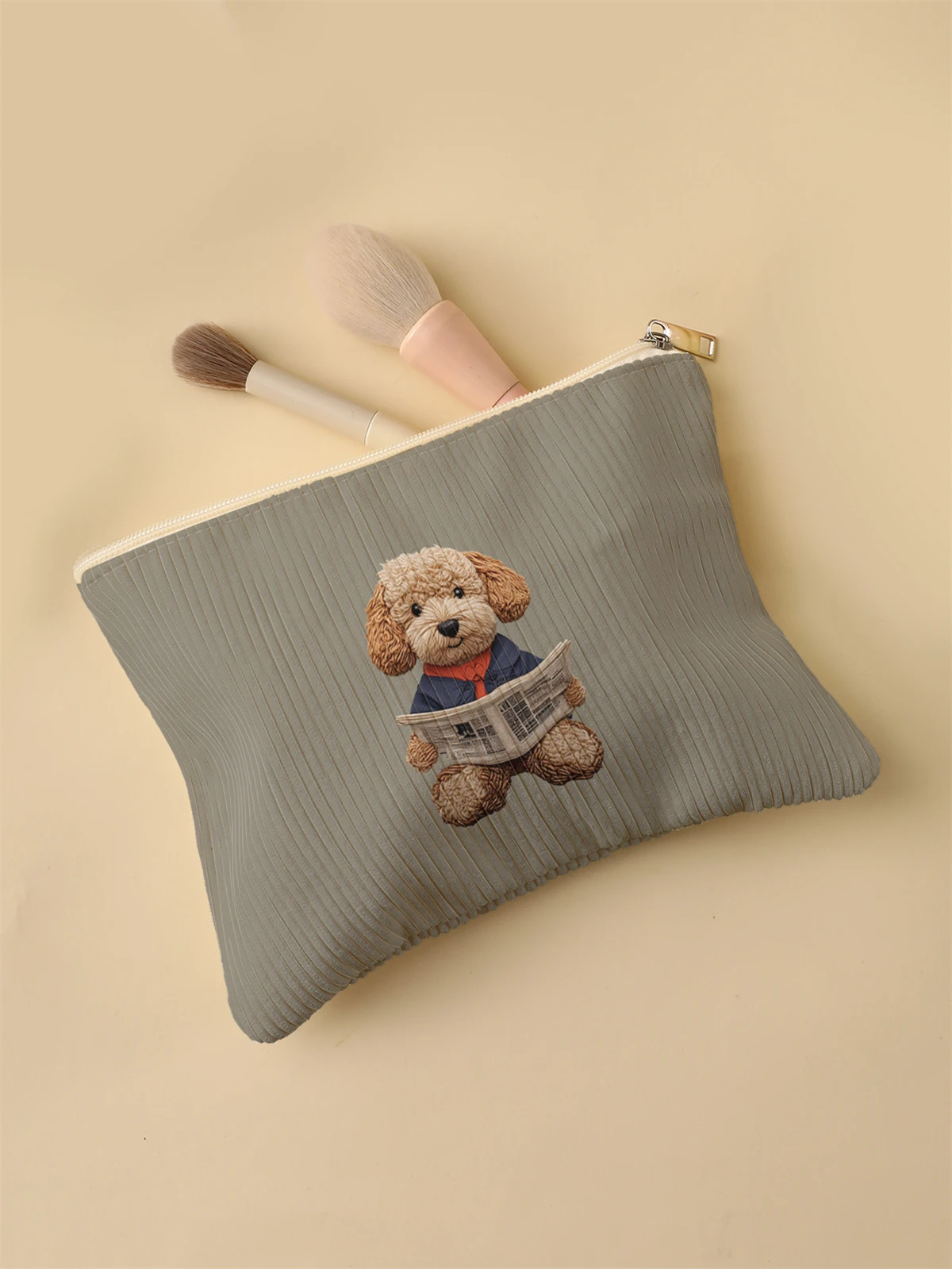 Corduroy Travel Cosmetic Bag Portable Makeup Storage Bag Purses Women Large Capacity Zipper Make Up Organizer Storage Clutch