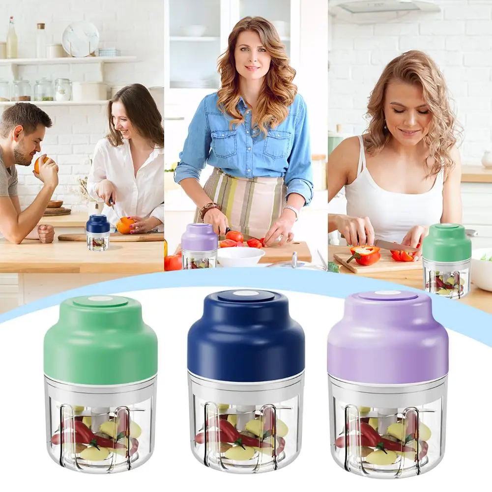 Description Picture 4 of itemMini Wireless Electric Garlic Crusher Portable 320ml Chopper USB Charging Ginger Chili Vegetable Masher Kitchen Machine