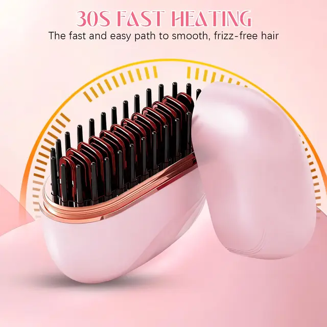 Nouveau Mini Lisseur Portable Rechargeable 2026 – Brosse Lissante Anti-Brûlure Sans Fil à Chargement USB 1