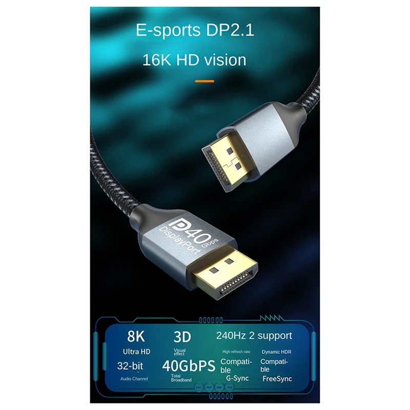 

1 шт., видеокабель 16 к, DP2.1, 240 Гц