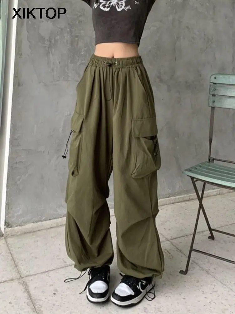 

Xiktop Women Wide Leg Pants Streetwear Y2K Korean Version Harajuku Casual Loose Fashion Large Size Joggers Trousers Clothes