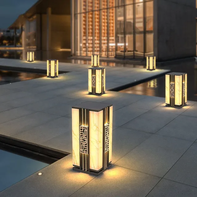 Kültéri Napenergia -Vízálló Ip65 Led Gyep Könnyű Új Kínai Villa Udvar Füves Utánzat Márvány Táj Dekoratív Utcai Lámpa