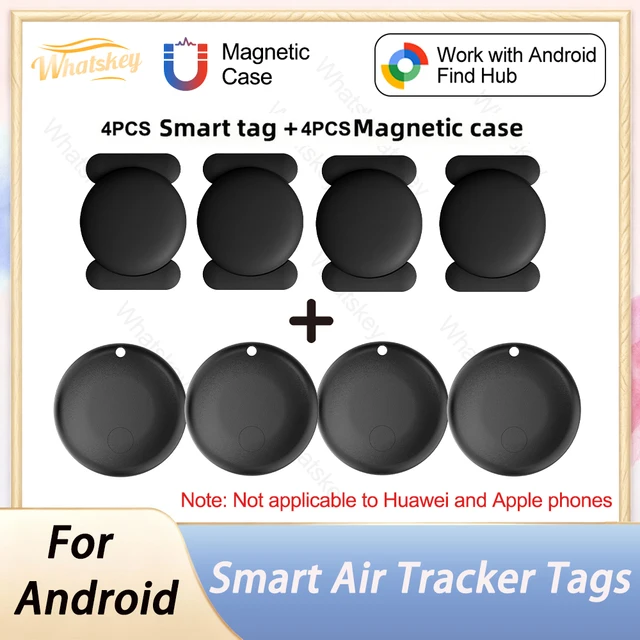 1-4PCS Mini GPS Locator Android Anti-Lost Alarm Google Find Hub Wallet Key Smart Tag with Strong Magnetic Suction Silicone Shell