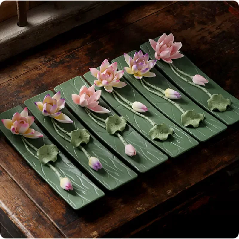 

6-color handmade exquisite lotus thread fragrance plate, creative home indoor Zen lotus leaf deodorization Zen fragrance stove