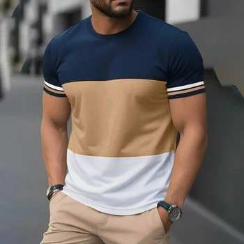 Camiseta Estampada Hombre Verano Harajuku, Cuello Redondo Manga Corta. Top Casual Deportivo Cómodo, Talla Grande.