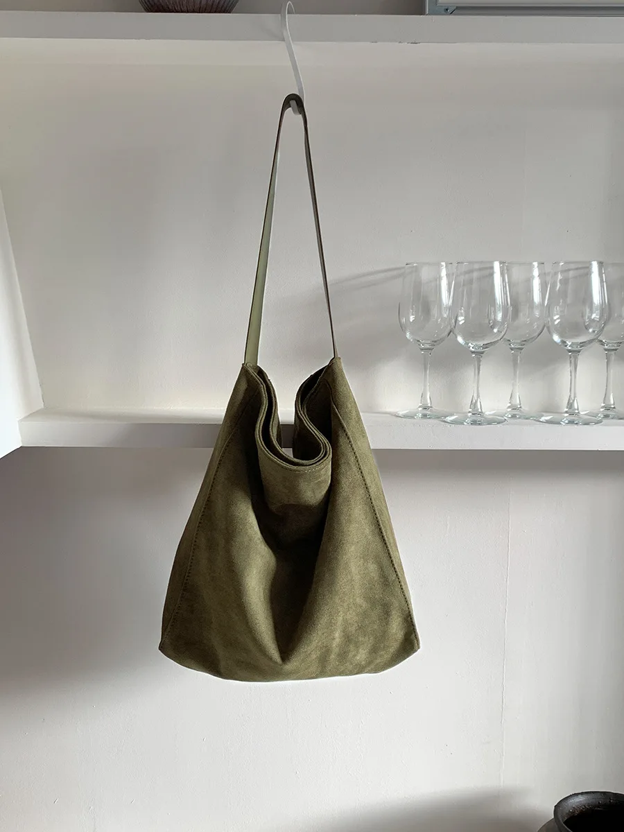 Borsa A Secchiello Retrò In Pelle Scamosciata Per Donna, Hobo Tracolla, Elegante E Spaziosa, Nuova 2024