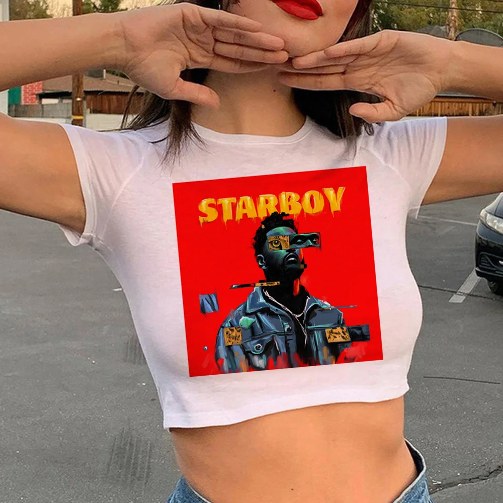 the Weeknd trashy 2000s cyber y2k crop top Woman streetwear gothic