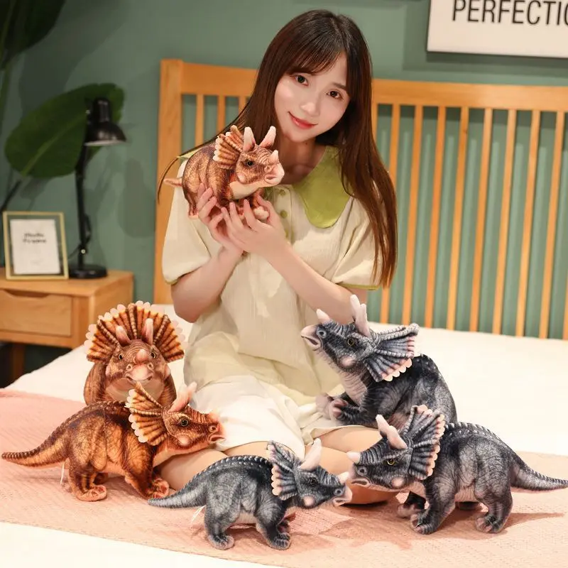 

32cm-46cm Simulated Triceratops Plush Doll Dinosaur Standing Cartoon Likelike Stuffed Animal Gifts for Kids Birthday Xmas