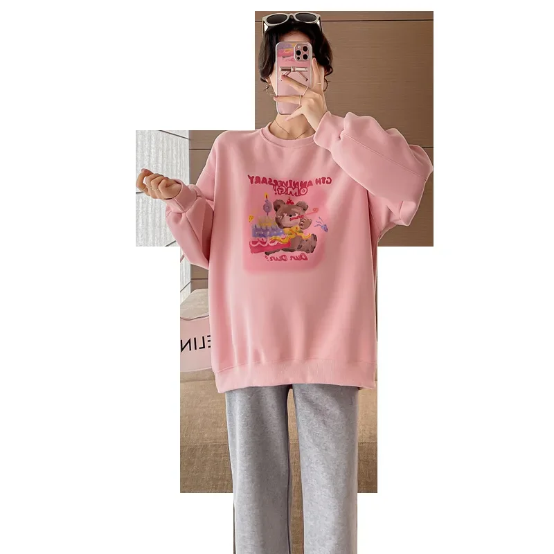 Maternity Long Sleeve round Neck Sweatshirt plus Pants Casual Set Autumn Hot Sale Of The Season Comfortable Breathable Clothing