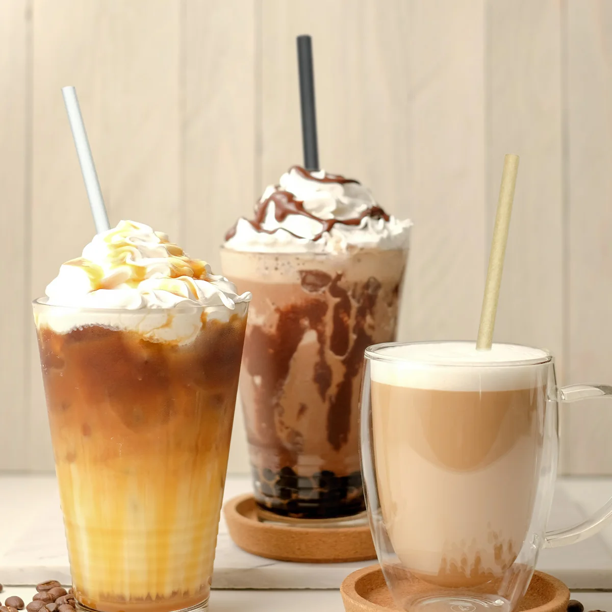 6mm Brown White Black Straight Paper Straws Individually Wrapped Pack of 100 Durable Recyclable Coffee Drinking Straws
