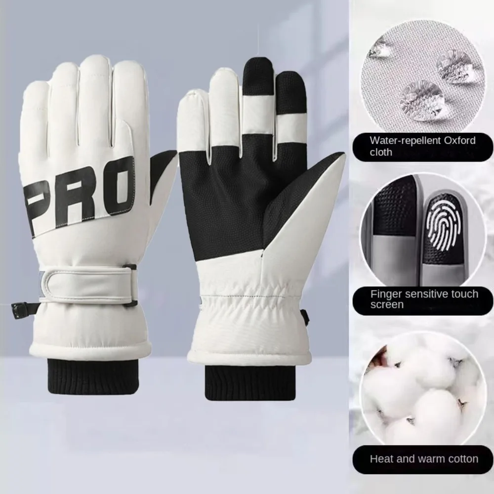 Men And Women Ski Gloves High Quality Touch Screen Ski Gloves Non-slip Polyester Plush Cycling Gloves Waterproof Winter Mittens 5