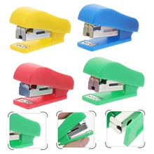 

4pcs Cartoon Mini Desktop Stapler Hand Stapler Office Home Stapler (Random Color)